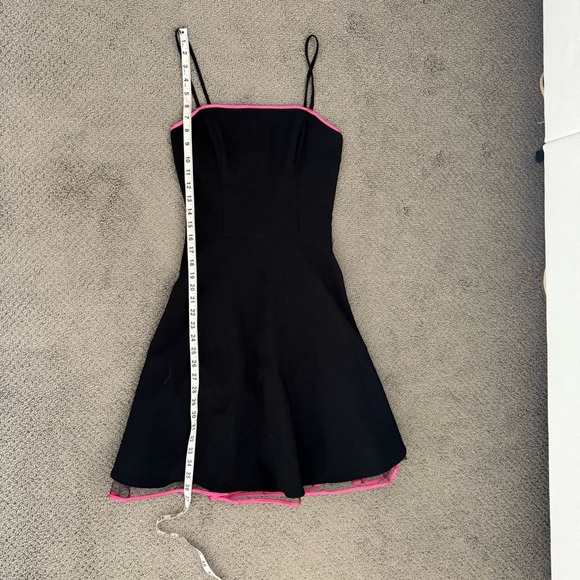 Vintage VTG Y2K Black Pink Trim A Line Tulle Midi Knee Length Dress Steppin Out - Picture 12 of 13